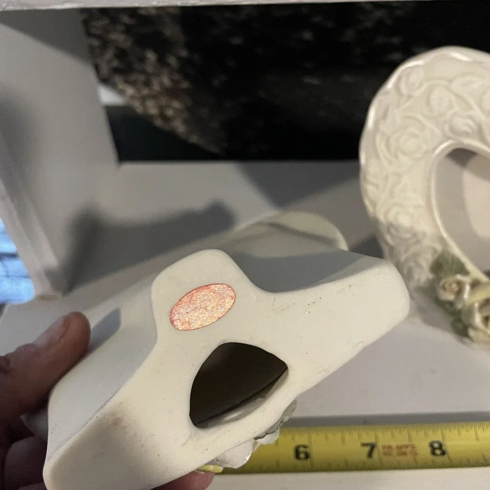 Vintage Yellow Rose‎ Set Of 2 Picture Frames  Bone China? Heart Shaped